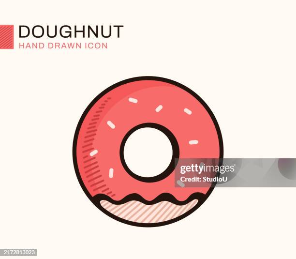 doughnut flat design line icon - donut sprinkles stock illustrations