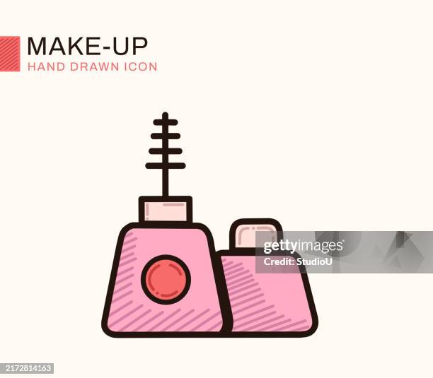 make up flaches design einzeiliges symbol - mascara stock-grafiken, -clipart, -cartoons und -symbole