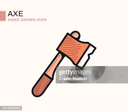 Axe Flat Design Line Icon Axe Flat Design Line Icon