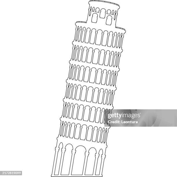 leaning tower of pisa outline - leaning tower of pisa stock illustrations