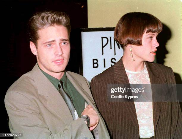 Jason Priestley and Christine Elise, United States, circa 1990s.