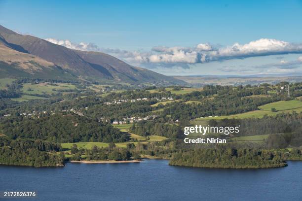 derwentwater's tranquil shores - texas hill country sky stock pictures, royalty-free photos & images