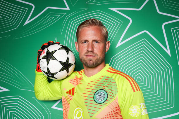 Kasper Schmeichel of Celtic poses during the UEFA Media Access Day on September 16, 2024 in Glasgow, Scotland.