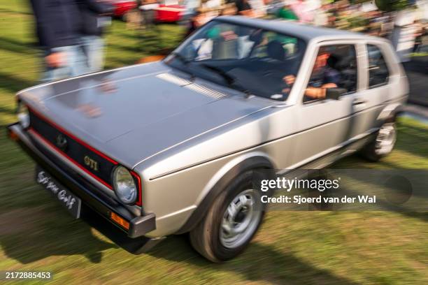 Volkswagen Golf GTI MK1 hatchback performance car on display during the 2024 Wheels at Mariënwaerdt car show on September 14 in Beesd, The...