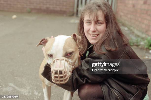 Sandra Rowlands is reunited with her dog, Buster the cross breed. Buster was freed after Liverpool magistrates agreed last month that the dog, which...