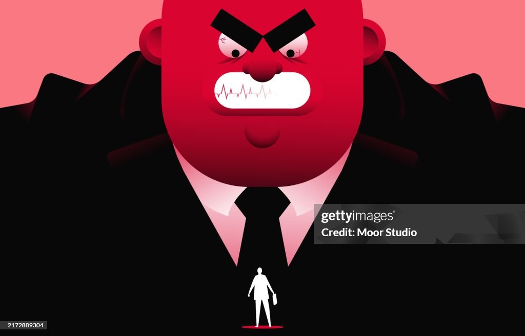 Angry Boss Ruler Employee Vs Giant Angry Boss Illustration High-Res Vector Graphic ...