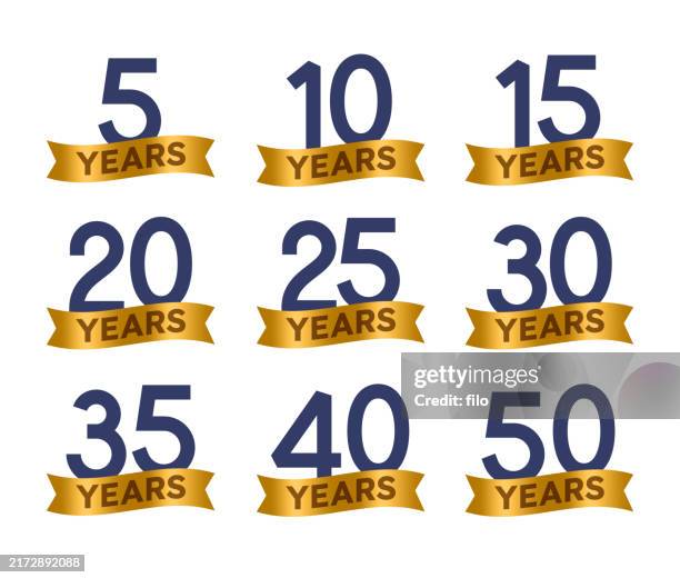 ilustraciones, imágenes clip art, dibujos animados e iconos de stock de anniversary year celebration numbers - 10° aniversario