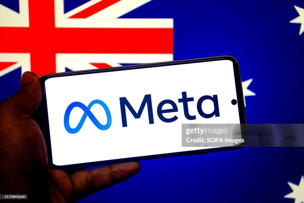 In this photo illustration, a Meta logo seen displayed on a...