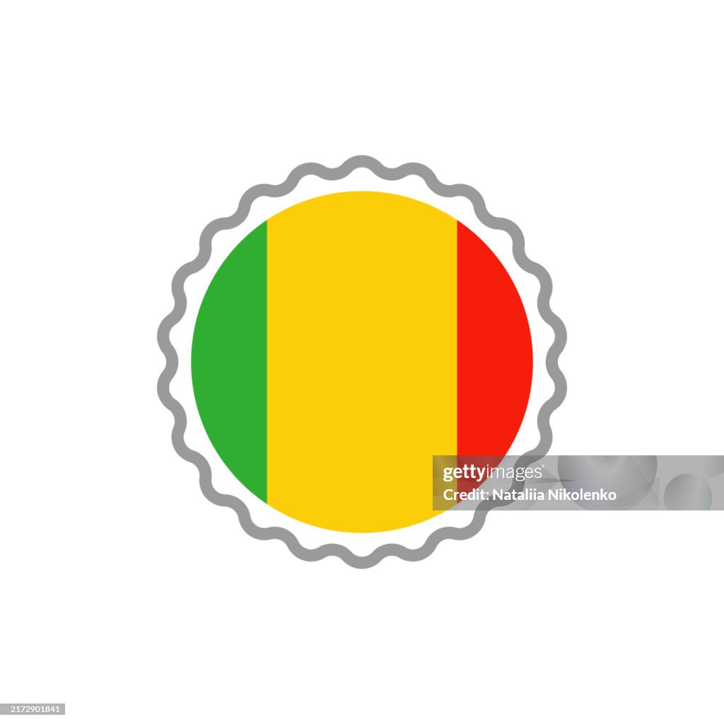 Mali - Round Flag Stamp Flat Icon.
