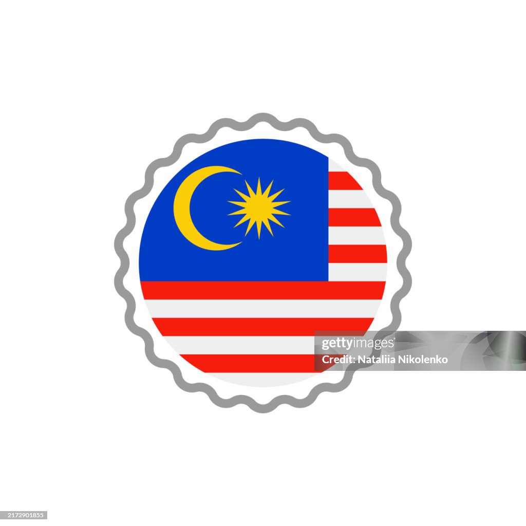 Malaysia - Round Flag Stamp Flat Icon.