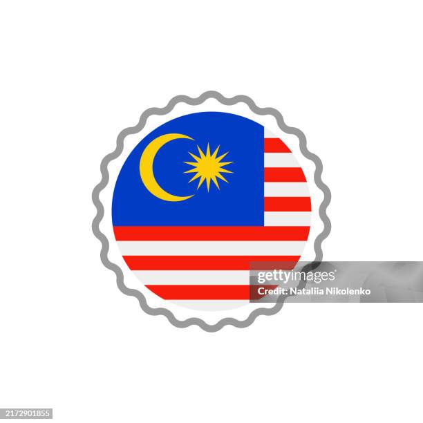 malaysia - round flag stamp flat icon. - perak malaysia stock illustrations