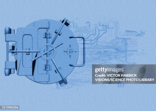 digital security, conceptual illustration - security vault stock illustrations