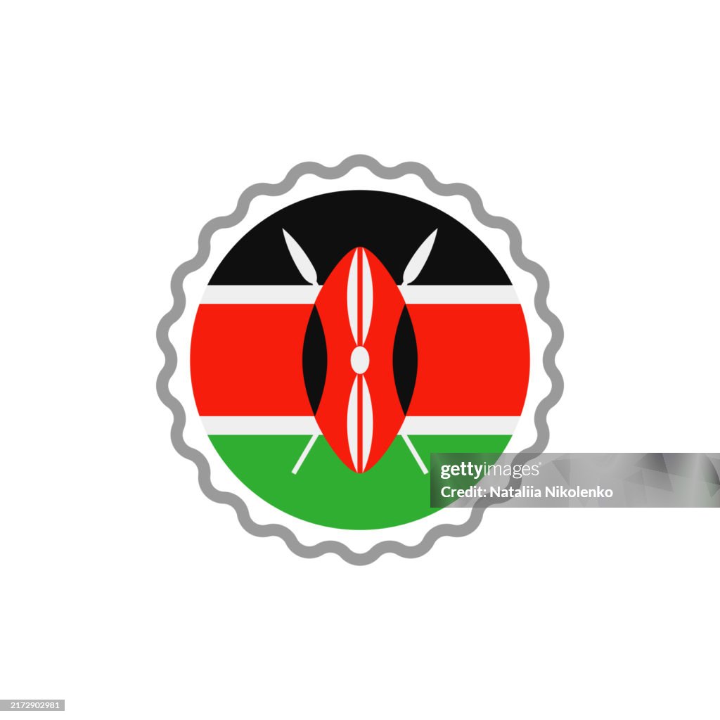 Kenia - Runde Flagge Stempel flaches Symbol.
