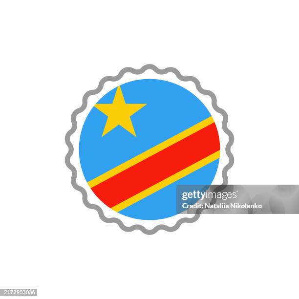 democratic republic of the congo - round flag stamp flat icon. - kinshasa congo stock illustrations