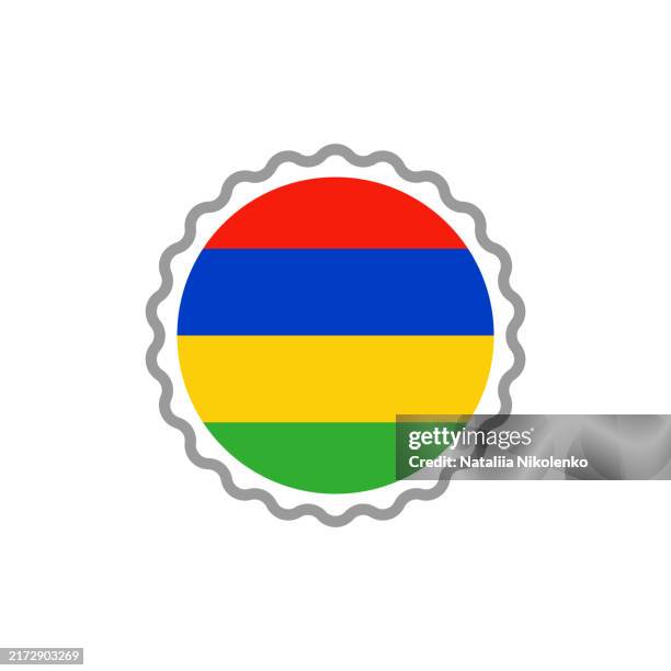 mauritius - round flag stamp flat icon. - mauritius stock illustrations