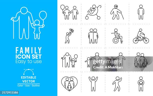 familiensymbol-set. - mutter-tochter-sohn stock-grafiken, -clipart, -cartoons und -symbole