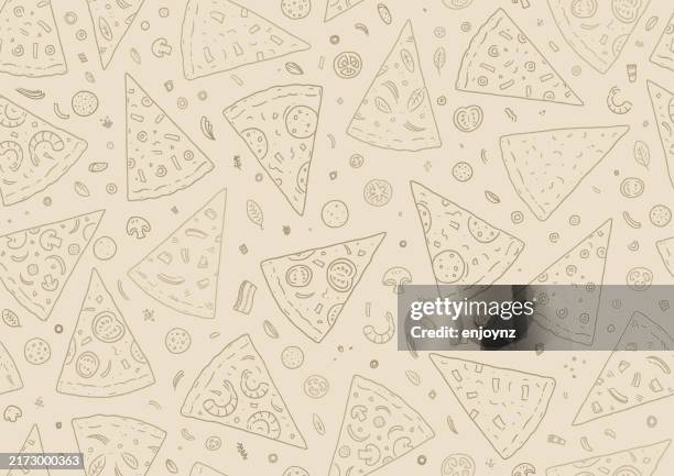 seamless pizza slices wallpaper background - wallpaper sample stock illustrations