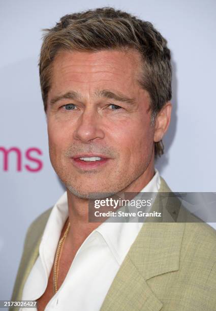 Brad Pitt arrives at the Los Angeles Premiere Of The Apple Original Film "Wolfs" at TCL Chinese Theatre on September 18, 2024 in Hollywood,...