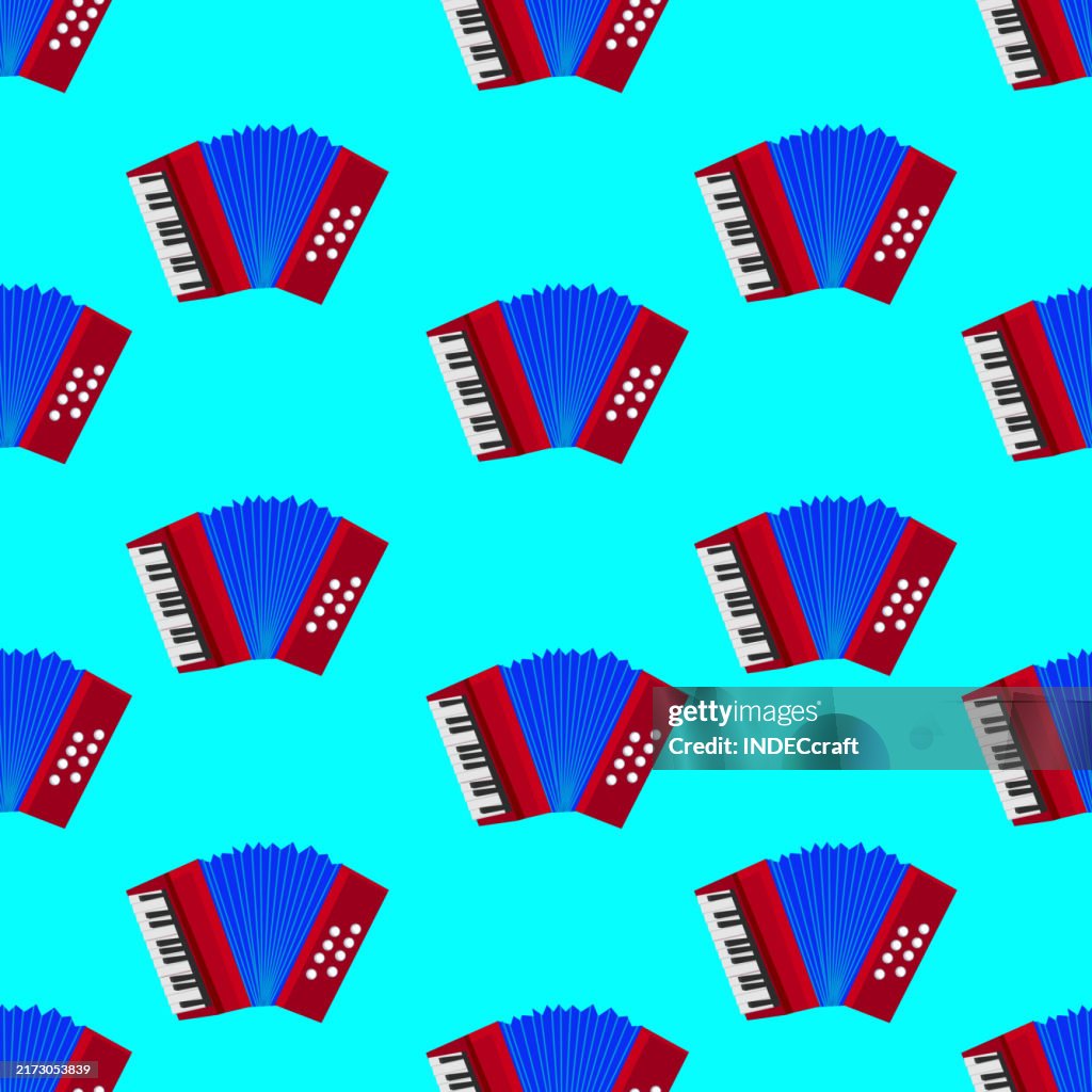 Accordion instrument seamless pattern