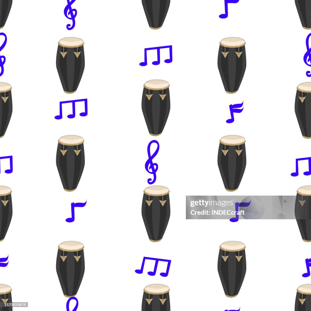 Conga instrument seamless pattern