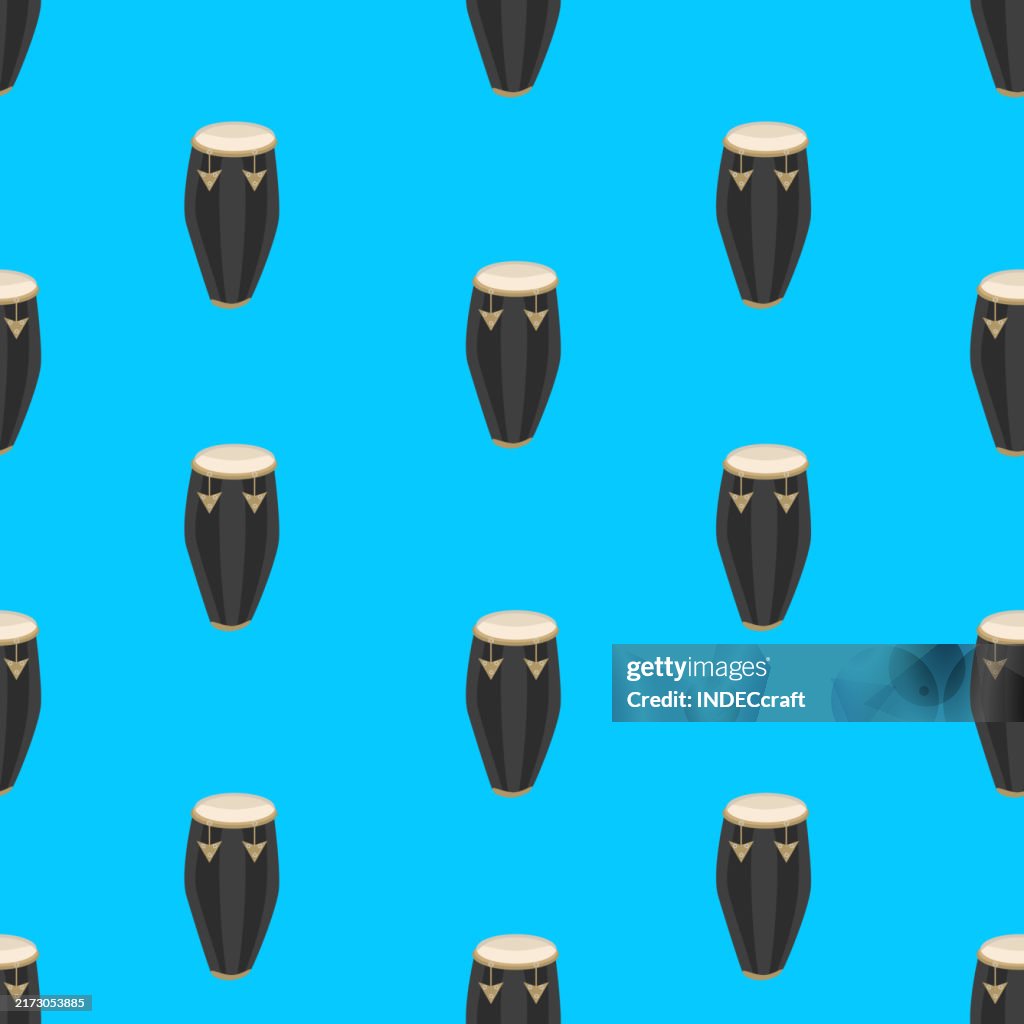 Conga instrument seamless pattern