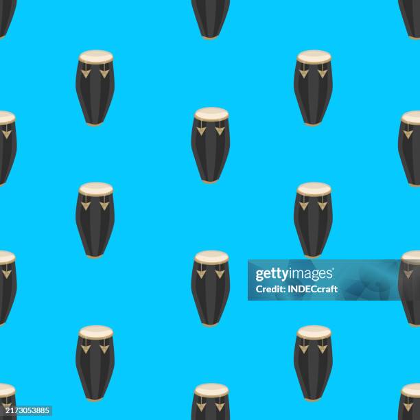 conga instrument seamless pattern - salsa stock illustrations
