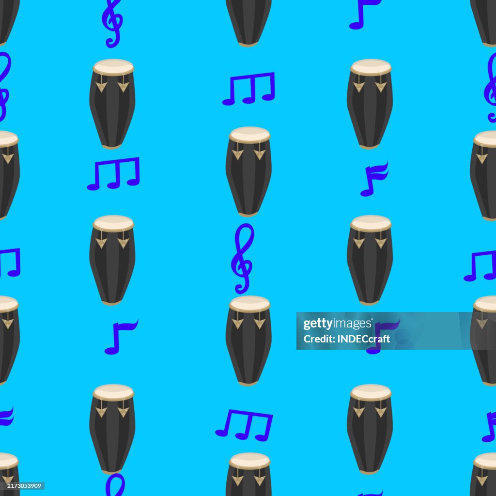Conga instrument seamless pattern