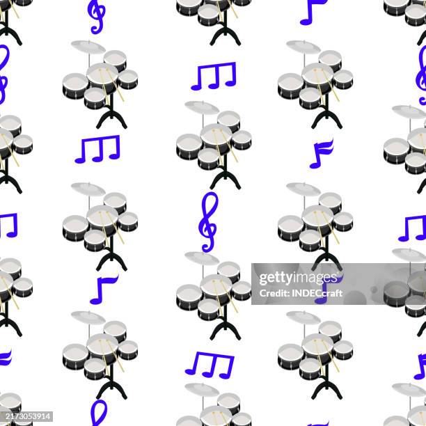 drum set instrument seamless pattern - ramadan background stock illustrations