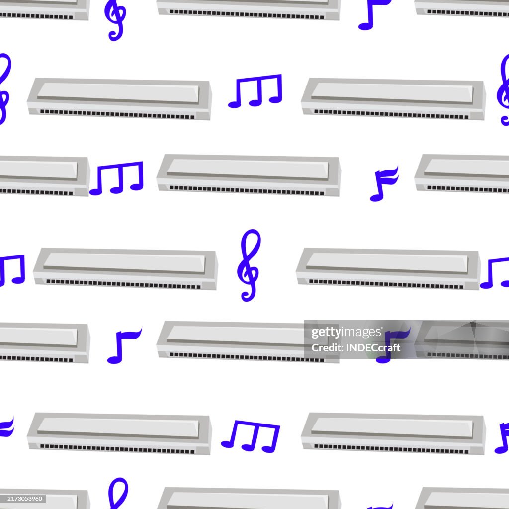 Harmonica Instrument Seamless Pattern High-Res Vector Graphic - Getty ...