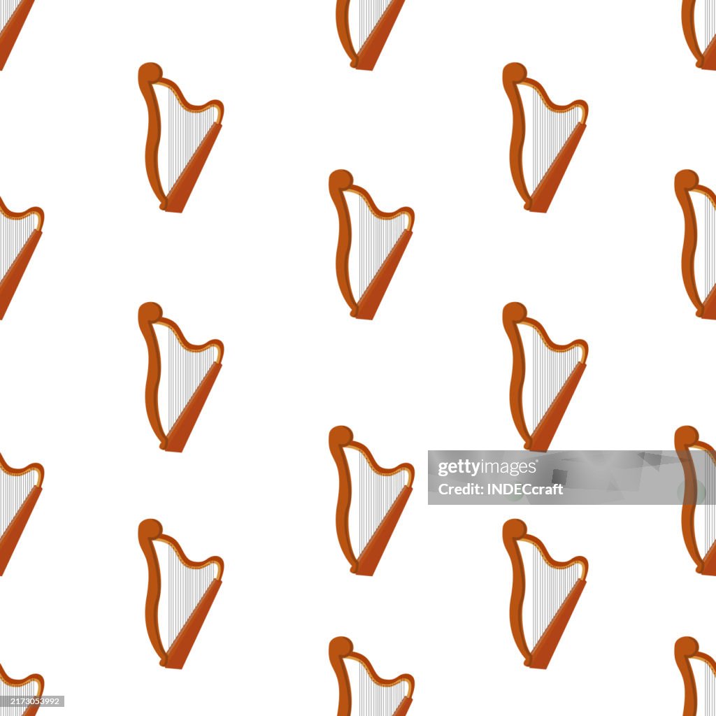Harp instrument seamless pattern