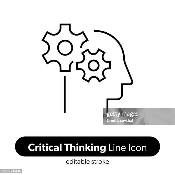 critical thinking line icon. editable stroke vector icon. - thinking head vector stock illustrations