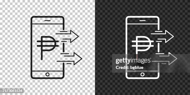 sending peso with smartphone. icon for design on blank background - iphone transparent background stock illustrations