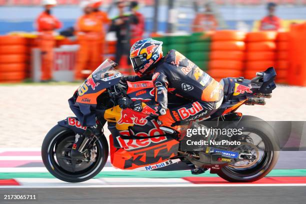 Brad Binder participates in the Gran Premio Pramac dell'Emilia Romagna Warm UP session MotoGP on Saturday at the Misano World Circuit Marco...