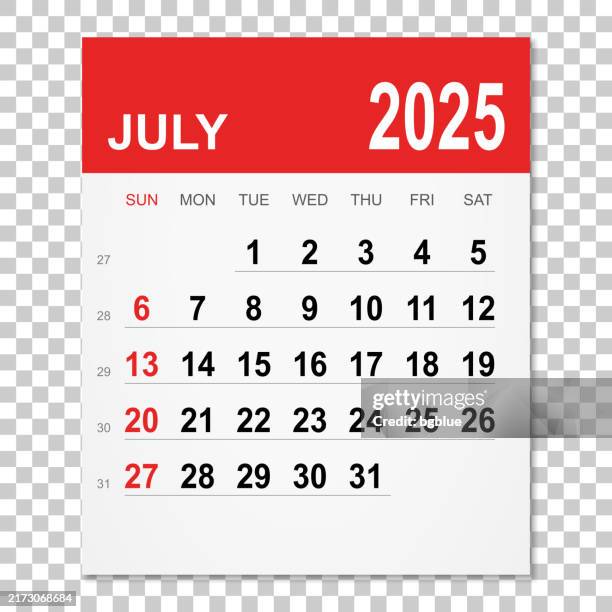 july 2025 calendar - july stock illustrations