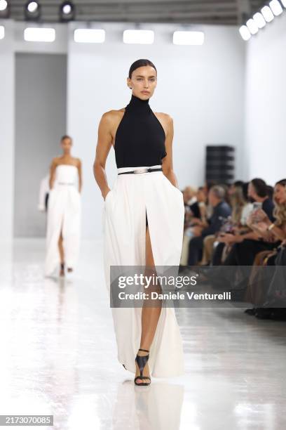 Irina Shayk walks the runway at the Max Mara fashion show during the Milan Womenswear Spring/Summer 2025 on September 19, 2024 in Milan, Italy.