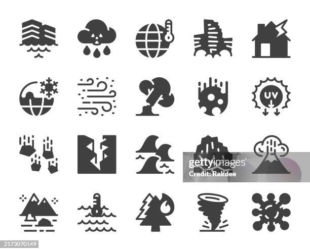natural disaster - icons - natural phenomena stock illustrations