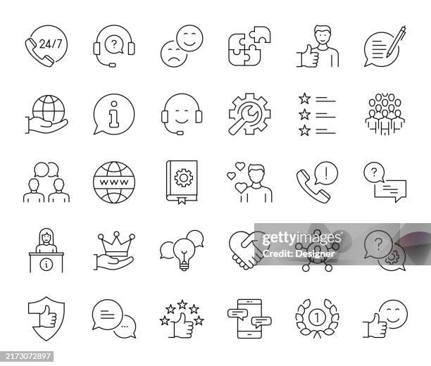 customer support simple line icon set. help, online, customer, service, hotline - customer experience stock illustrations