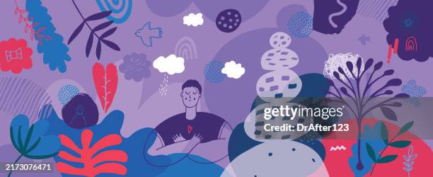 mindfulness and acceptance - kindness stock illustrations