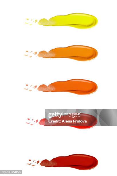 makeup swatch warm colors in makeup autumn - lipstick stock pictures, royalty-free photos & images