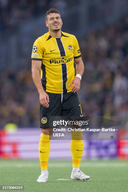 Filip Ugrinic of BSC Young Boys reacts during the UEFA Champions League 2024/25 League Phase MD1 match between BSC Young Boys and Aston Villa FC at...