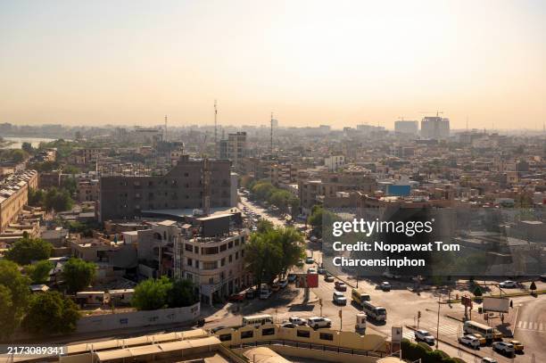 view of downtown baghdad cityscape - iraq - iraq stock pictures, royalty-free photos & images