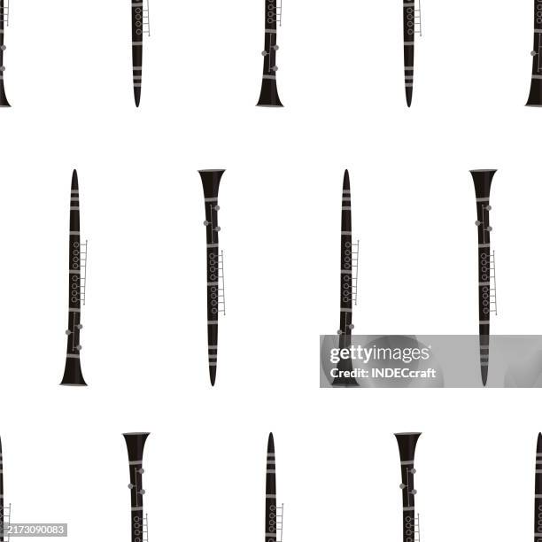 illustrazioni stock, clip art, cartoni animati e icone di tendenza di strumento per clarinetto modello senza soluzione di continuità - flauto