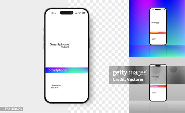 minimalist smartphone mockup template with gradient design - touch screen stock illustrations