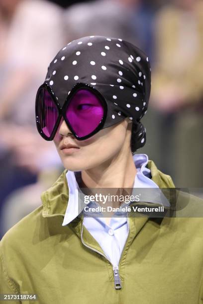 Model walks the runway at the Prada fashion show during the Milan Womenswear Spring/Summer 2025 on September 19, 2024 in Milan, Italy.