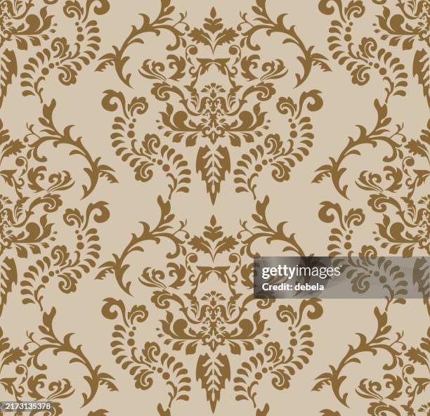 beige gold viktorianischer damast luxus dekoratives stoffmuster - damast stock-grafiken, -clipart, -cartoons und -symbole