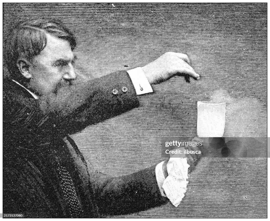 Antique image: Scientific experiment, liquefaction of air by Charles E Tripler