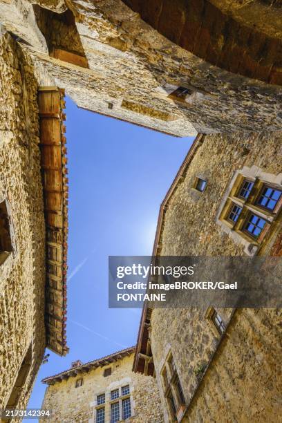ancient architecture at perouges village in france during a sunny day - perouges stock pictures, royalty-free photos & images
