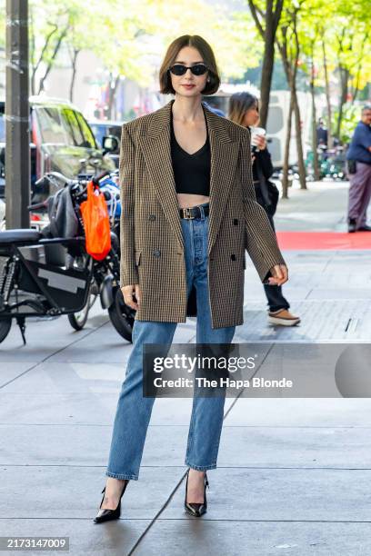 Lily Collins is seen in Midtown on September 19, 2024 in New York City.