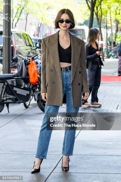 Lily Collins is seen in Midtown on September 19, 2024 in New York City.