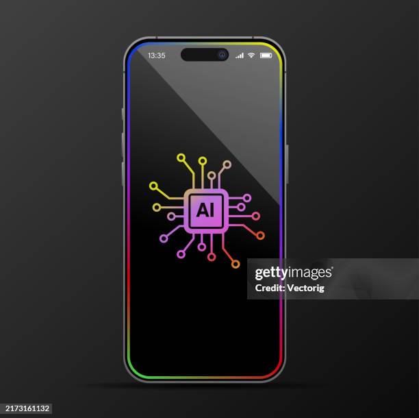 futuristic ai processor smartphone mockup – a glimpse into advanced technology design - artificial intelligence models stock illustrations